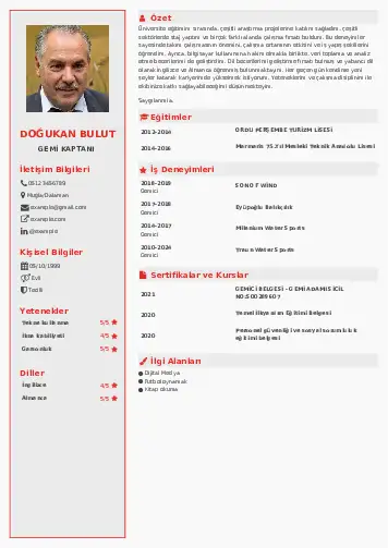 Gemi Kaptanı CV Örnekleri cv indir
